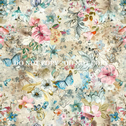 SHABBY FLORALS PATTERN VINYL - MULTIPLE VARIATIONS