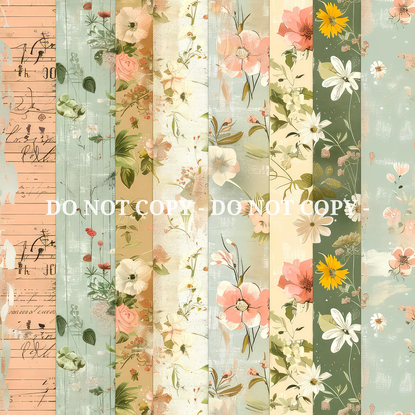 SHABBY FLORALS PATTERN VINYL - MULTIPLE VARIATIONS