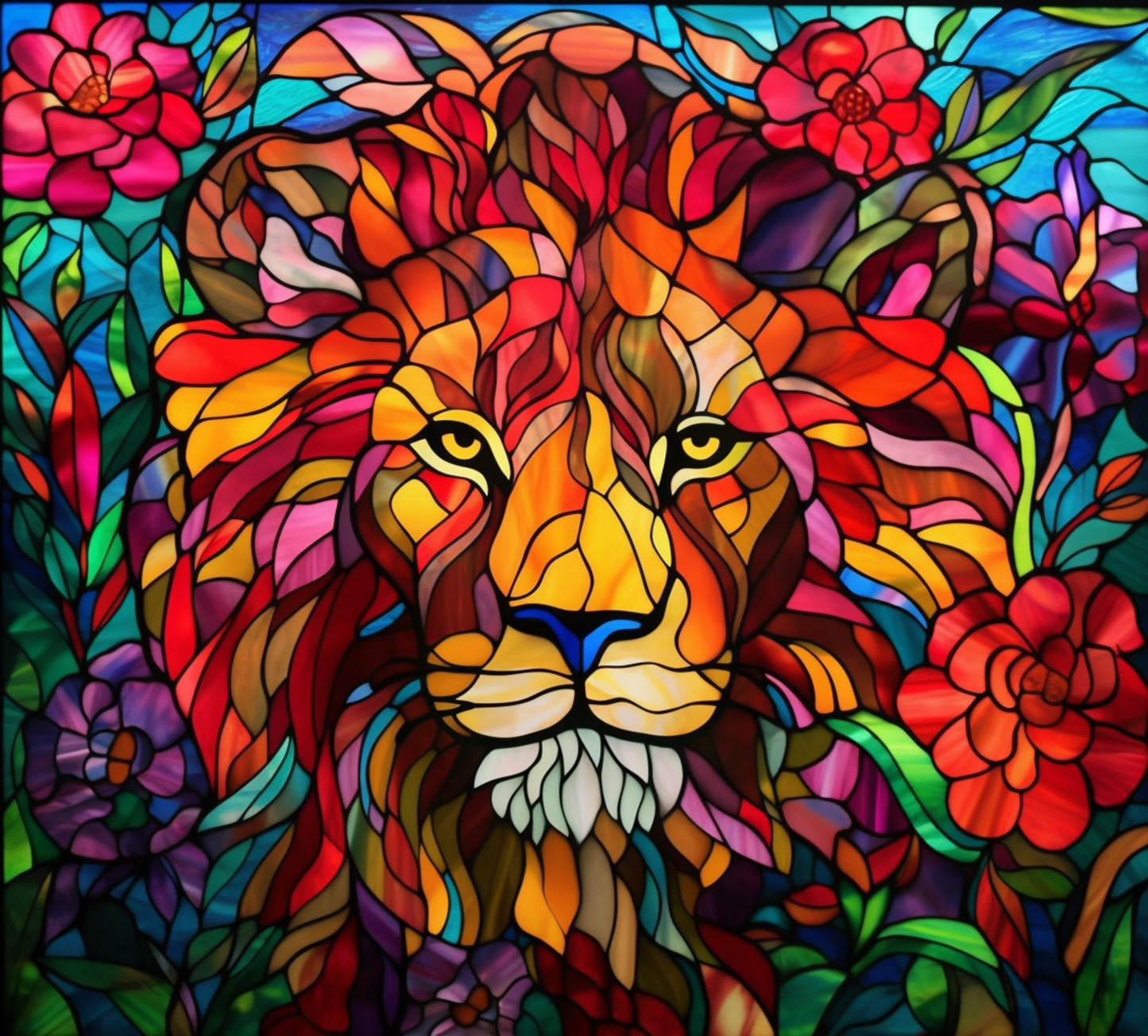 STAINED GLASS LION 201