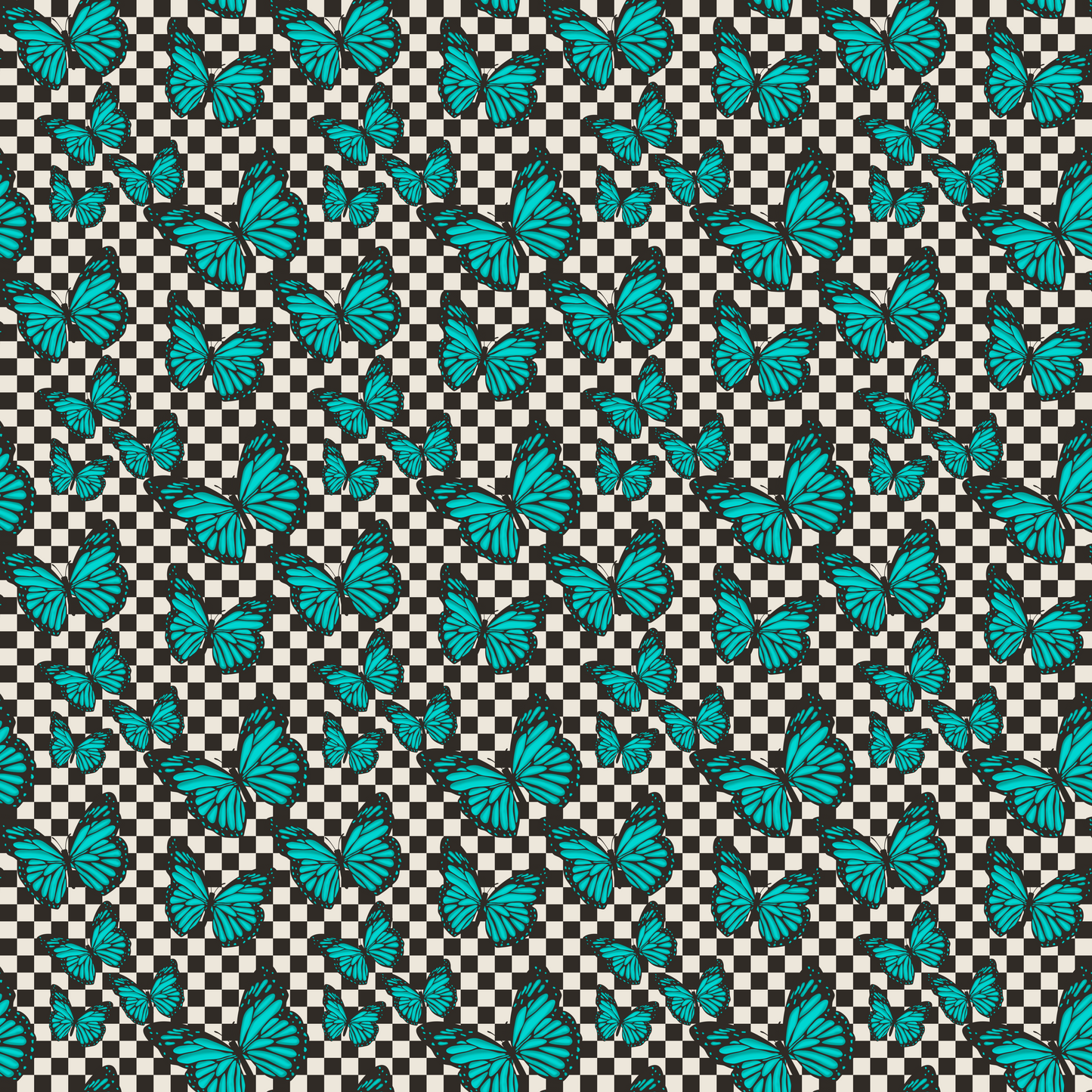TEAL BUTTERFLY CHECKER - PATTERN VINYL