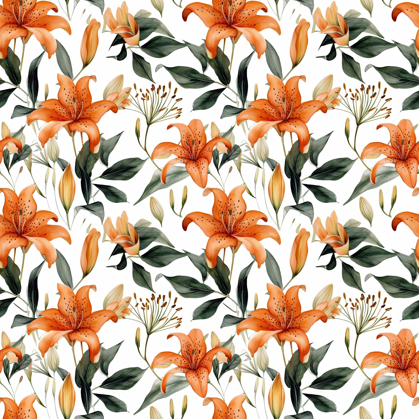 WATERCOLOR TIGER LILY PATTERN VINYL - MULTIPLE VARIATIONS