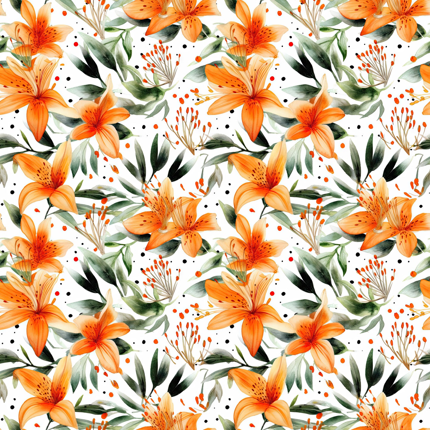 WATERCOLOR TIGER LILY PATTERN VINYL - MULTIPLE VARIATIONS