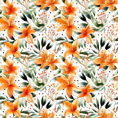 WATERCOLOR TIGER LILY PATTERN VINYL - MULTIPLE VARIATIONS