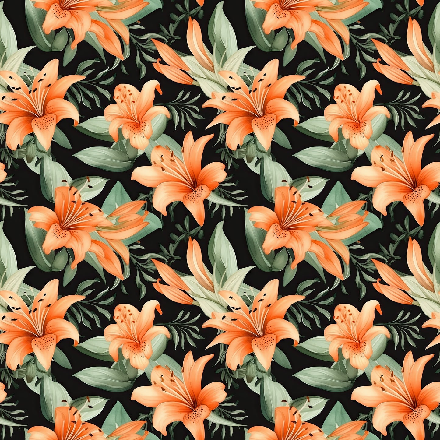 WATERCOLOR TIGER LILY PATTERN VINYL - MULTIPLE VARIATIONS