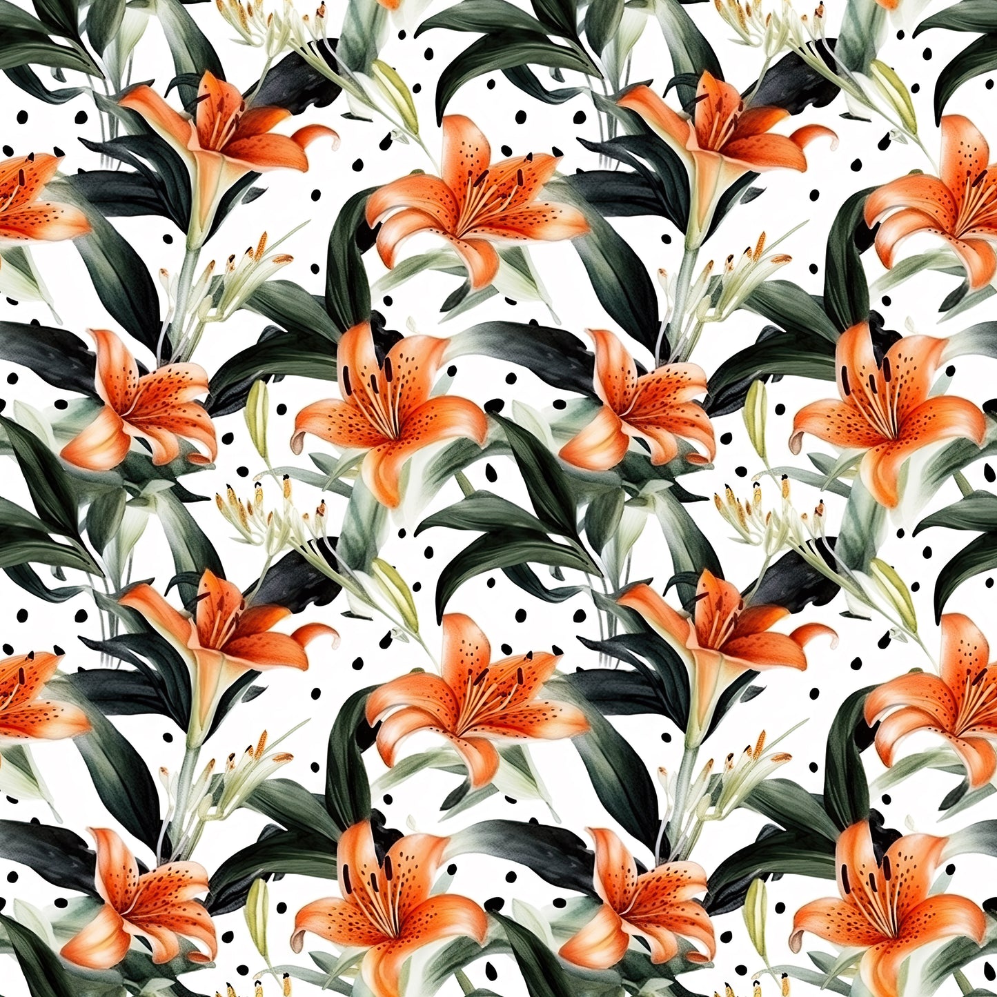 WATERCOLOR TIGER LILY PATTERN VINYL - MULTIPLE VARIATIONS