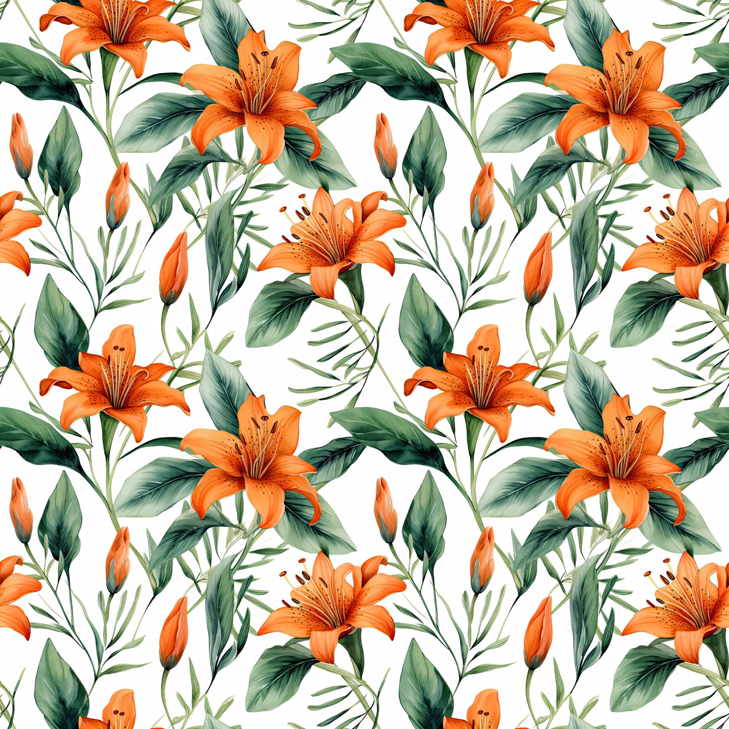 WATERCOLOR TIGER LILY PATTERN VINYL - MULTIPLE VARIATIONS