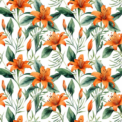 WATERCOLOR TIGER LILY PATTERN VINYL - MULTIPLE VARIATIONS