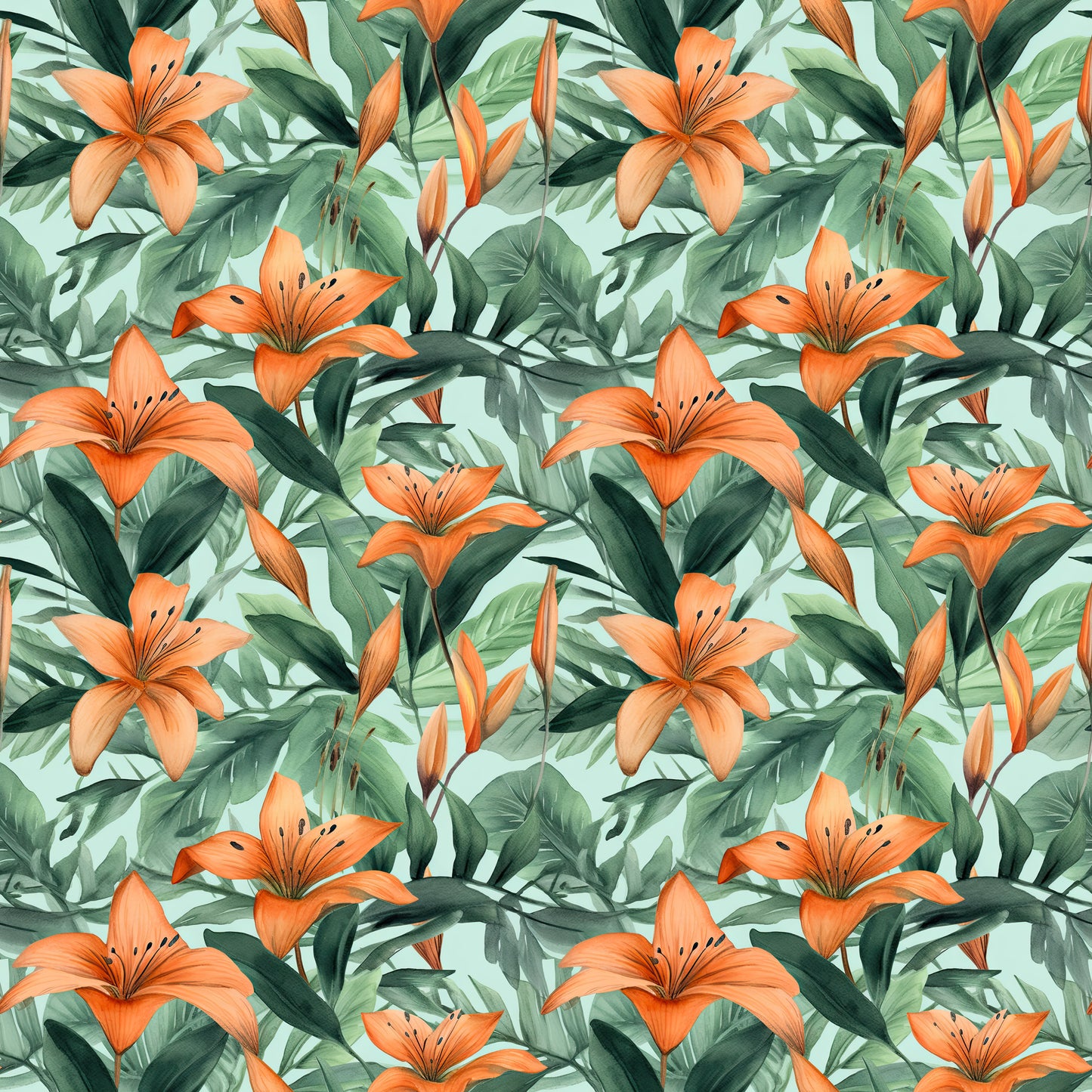 WATERCOLOR TIGER LILY PATTERN VINYL - MULTIPLE VARIATIONS