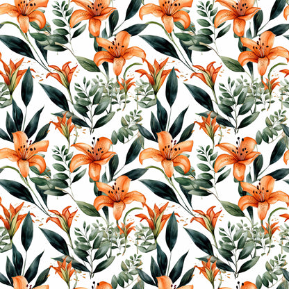 WATERCOLOR TIGER LILY PATTERN VINYL - MULTIPLE VARIATIONS