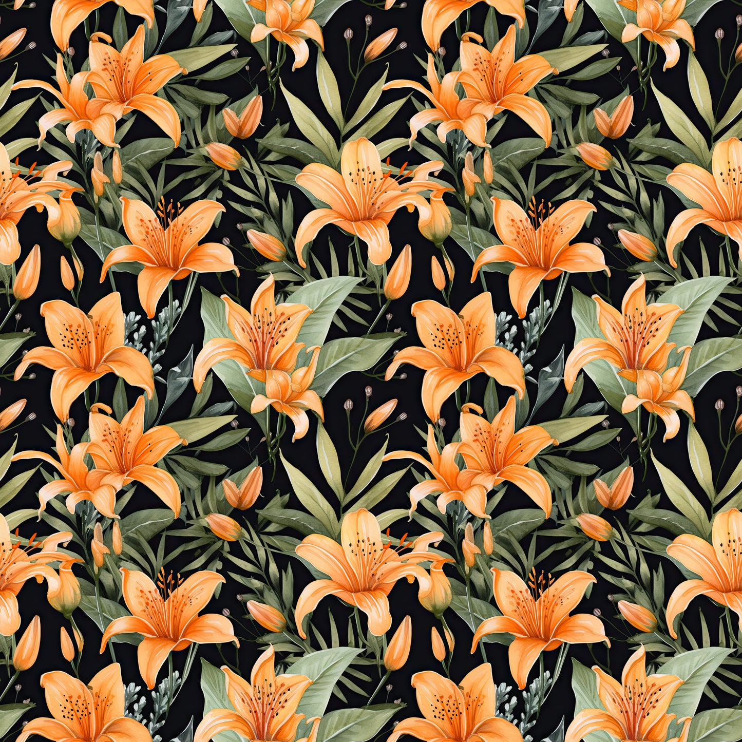 WATERCOLOR TIGER LILY PATTERN VINYL - MULTIPLE VARIATIONS