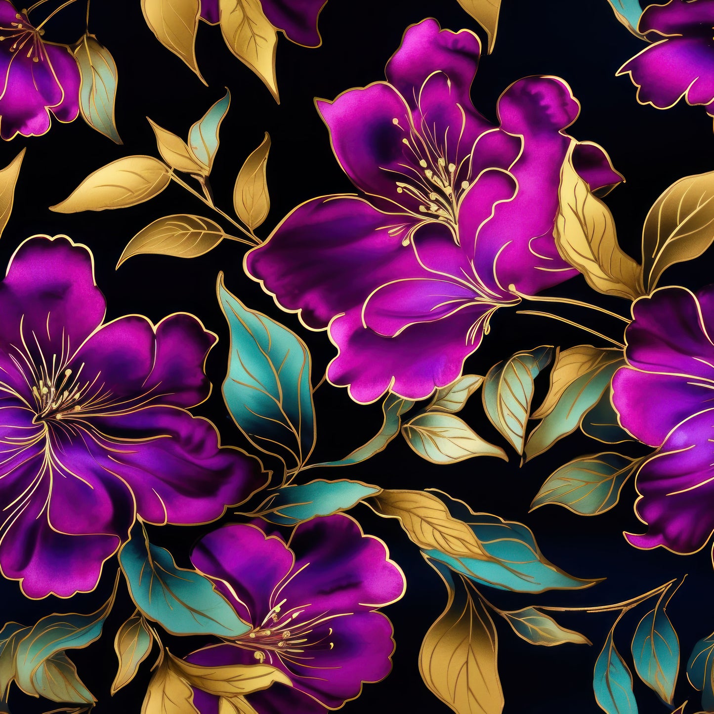 WATERCOLOR TEAL AND PURPLE FLORAL  - MULTIPLE VARIATIONS