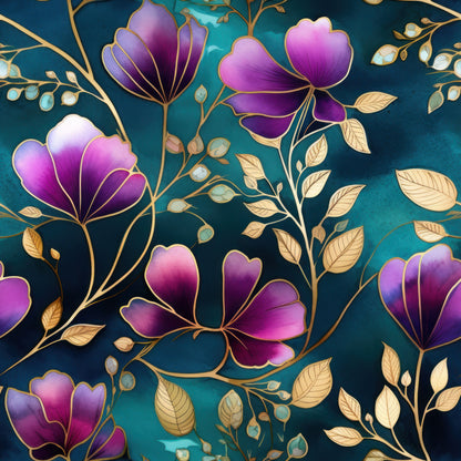 WATERCOLOR TEAL AND PURPLE FLORAL  - MULTIPLE VARIATIONS