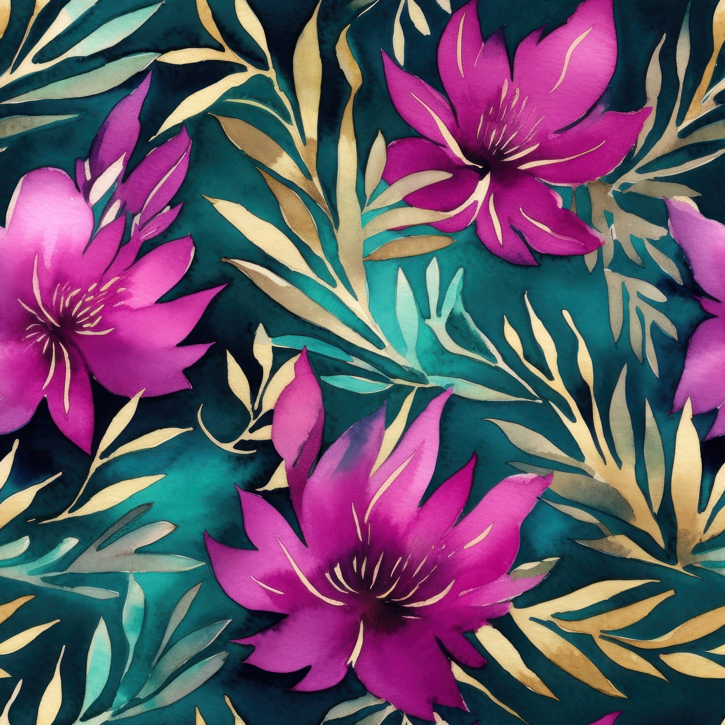 WATERCOLOR TEAL AND PURPLE FLORAL  - MULTIPLE VARIATIONS